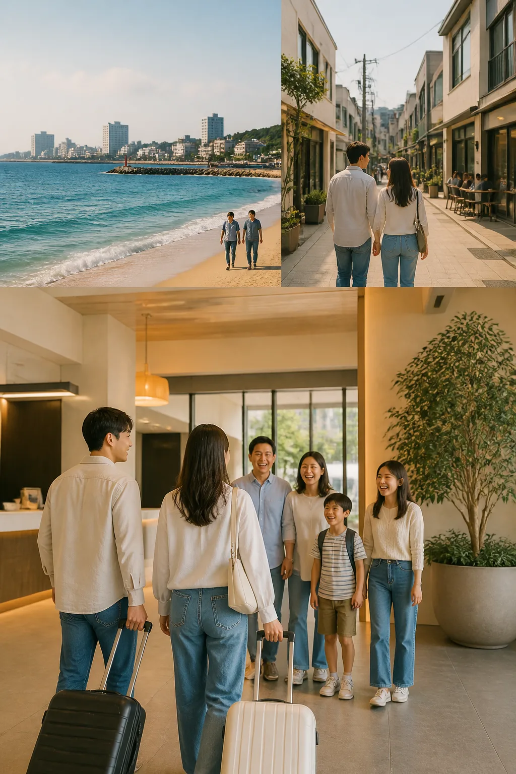 강릉 해변 여행을 앞두고 숙소에서 합류하는 일행의 모습으로 강릉숙소추천 분위기를 보여주는 사진